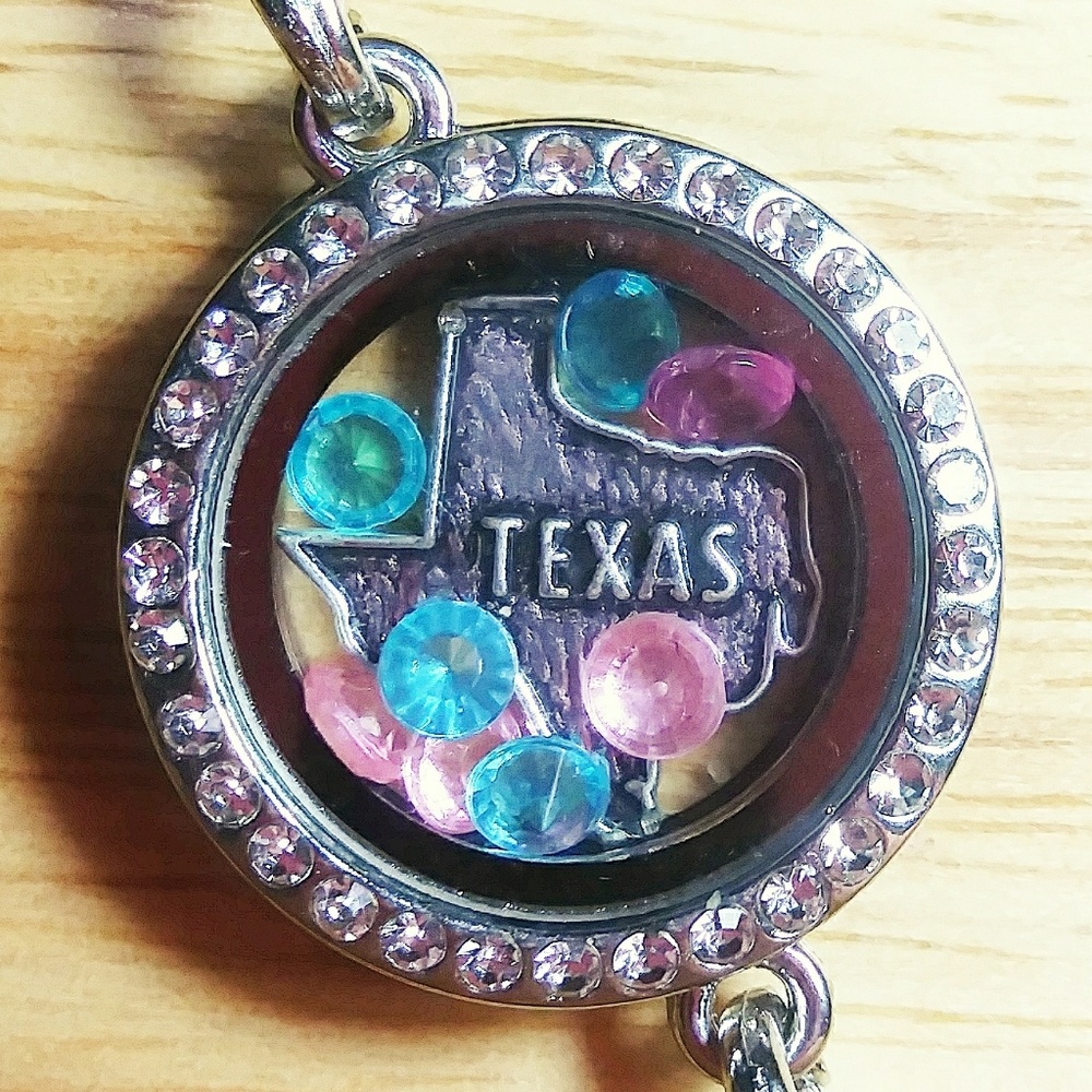 Pink Blue Texas Floating Charm Locket Bracelet